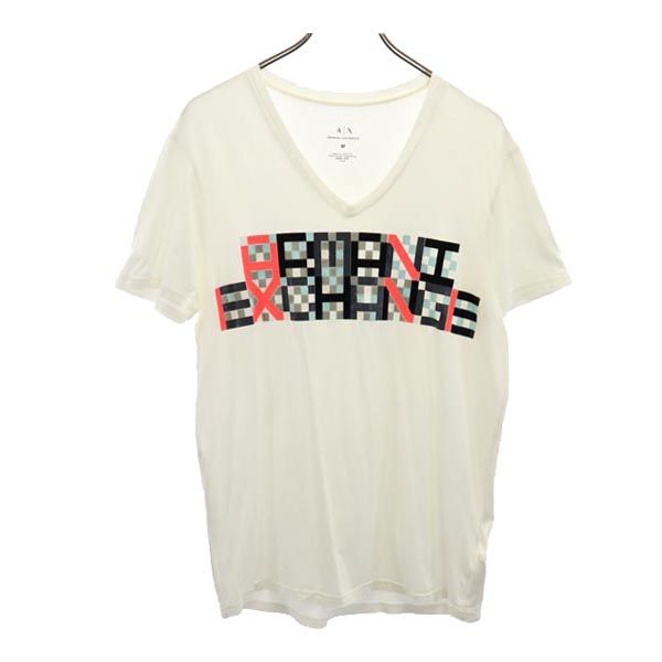 ARMANI EXCHANGE アルマーニエクスチェンジ プリント 半袖 Vネック Tシャツ M 白 メンズ