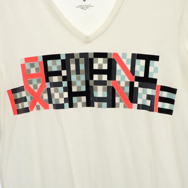 ARMANI EXCHANGE アルマーニエクスチェンジ プリント 半袖 Vネック Tシャツ M 白 メンズ