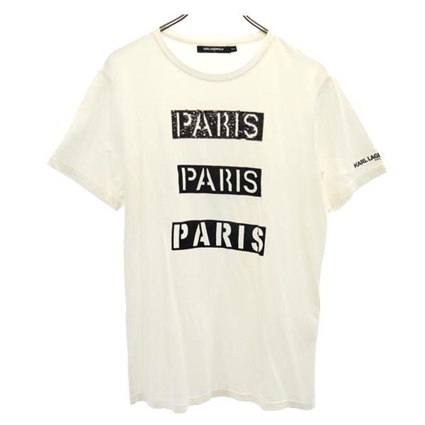 KARL LAGERFELD カールラガーフェルド 半袖 Tシャツ M ホワイト系 スパンコール メンズ