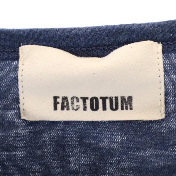 FACTOTUM ファクトタム 日本製 総柄 半袖 Tシャツ 46 ネイビー系 ポケT メンズ