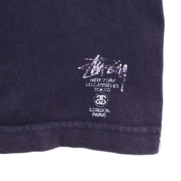 STUSSY ステューシー プリント 半袖 Tシャツ M ネイビー系 ポケT メンズ