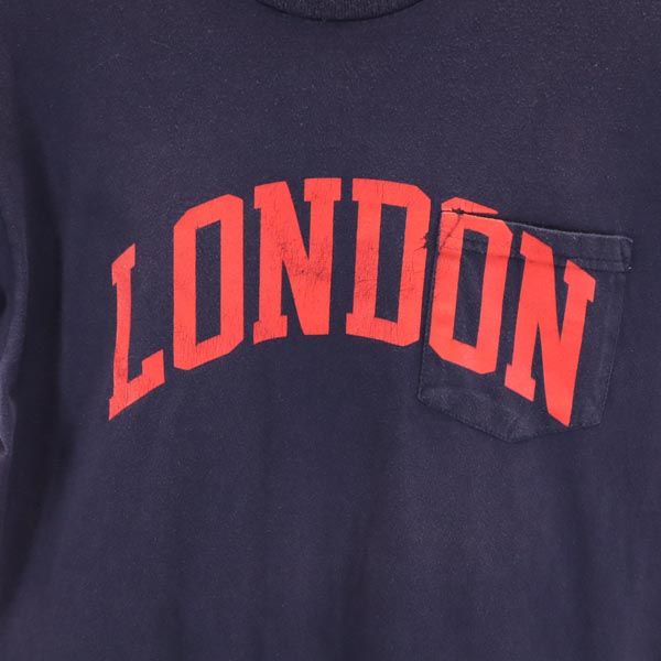 STUSSY ステューシー プリント 半袖 Tシャツ M ネイビー系 ポケT メンズ