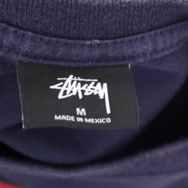 STUSSY ステューシー プリント 半袖 Tシャツ M ネイビー系 ポケT メンズ