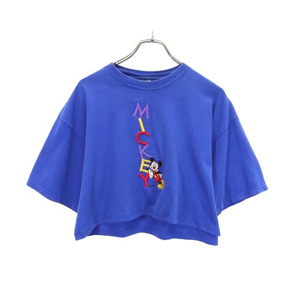 Velva Sheen ベルバシーン 90s USA製 オールド ミッキーマウス 半袖 Tシャツ XL ブルー系 レディース
