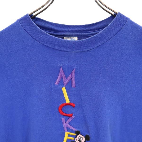 Velva Sheen ベルバシーン 90s USA製 オールド ミッキーマウス 半袖 Tシャツ XL ブルー系 レディース
