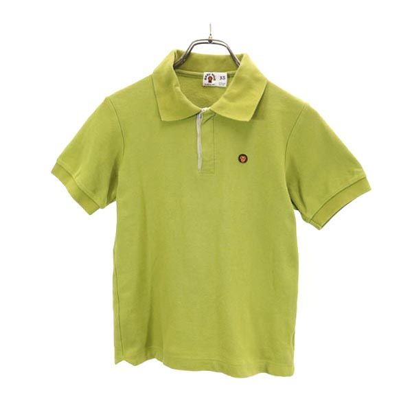 A BATHING APE アベイシングエイプ ベイビーマイロ 日本製 ベイビーマイロ 半袖 ポロシャツ XS 黄緑系 BABY MILO 鹿の子 レディース