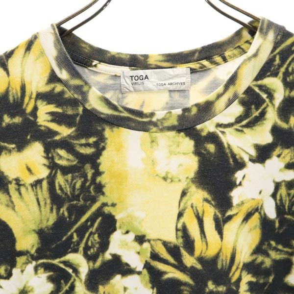 TOGA トーガ 日本製 総柄 半袖 Tシャツ 44 イエロー系 メンズ