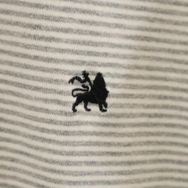 SASQUATCHfabrix. サスクワァッチファブリックス 日本製 ボーダー柄 半袖 ポロシャツ グレー系 レディース