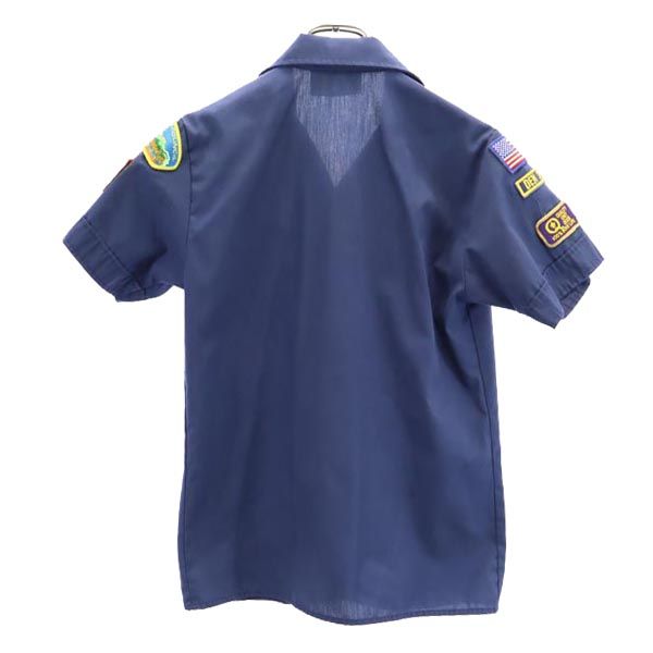 BOY SCOUTS OF AMERICA ボーイスカウト USA製 半袖 シャツ YOUTH MEDIUM ネイビー系 アウトドア キッズ