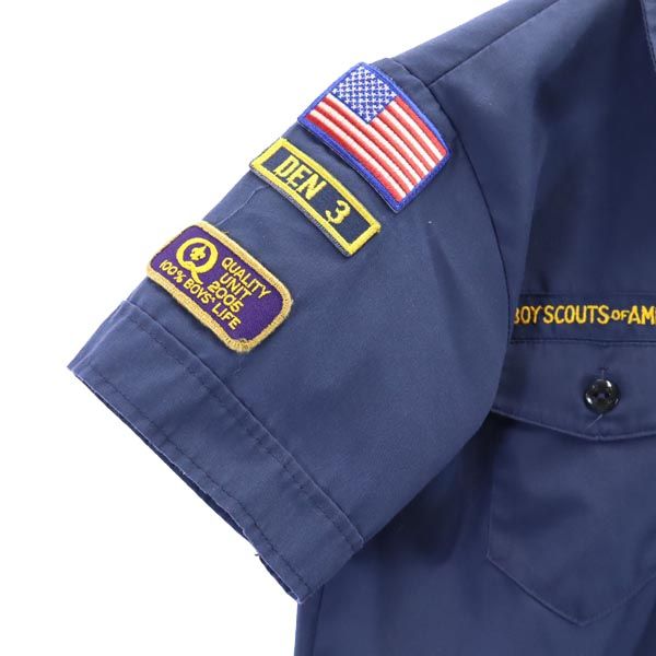 BOY SCOUTS OF AMERICA ボーイスカウト USA製 半袖 シャツ YOUTH MEDIUM ネイビー系 アウトドア キッズ