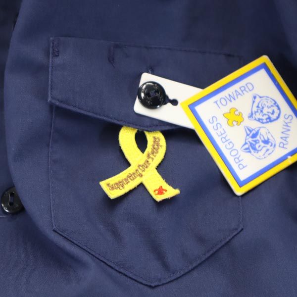 BOY SCOUTS OF AMERICA ボーイスカウト USA製 半袖 シャツ YOUTH MEDIUM ネイビー系 アウトドア キッズ