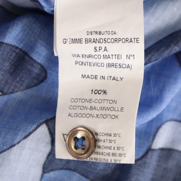 820 CALIBAN イタリア製 総柄 長袖 シャツ 42 青系 レディース