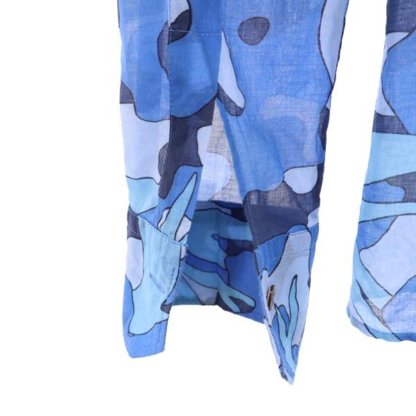 820 CALIBAN イタリア製 総柄 長袖 シャツ 42 青系 レディース