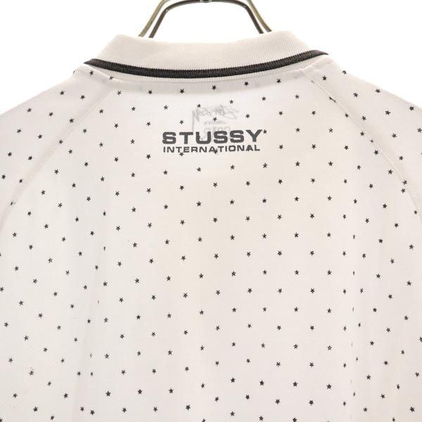 STUSSY ステューシー 星柄 半袖 ポロシャツ S ホワイト系 鹿の子 メンズ
