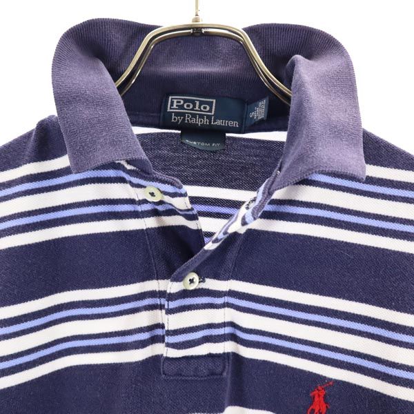 Polo by Ralph Lauren ポロバイラルフローレン ボーダー柄 半袖 ポロシャツ S ネイビー系 鹿の子 メンズ