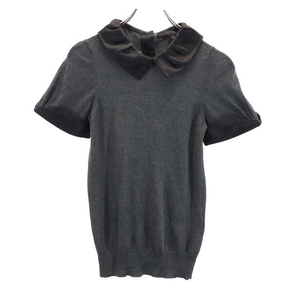 MARC BY MARC JACOBS マークバイマークジェイコブス シルクブレンド 半袖 ニット カットソー S グレー系 バックボタン レディース