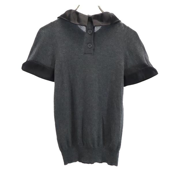 MARC BY MARC JACOBS マークバイマークジェイコブス シルクブレンド 半袖 ニット カットソー S グレー系 バックボタン レディース