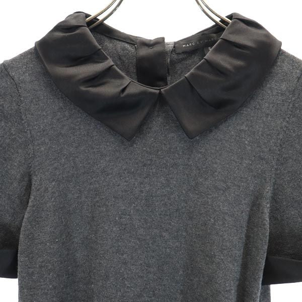 MARC BY MARC JACOBS マークバイマークジェイコブス シルクブレンド 半袖 ニット カットソー S グレー系 バックボタン レディース