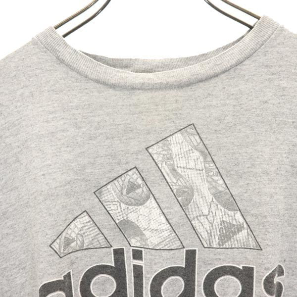 adidas アディダス 90s USA製 オールド ロゴプリント 半袖 Tシャツ L グレー系 メンズ