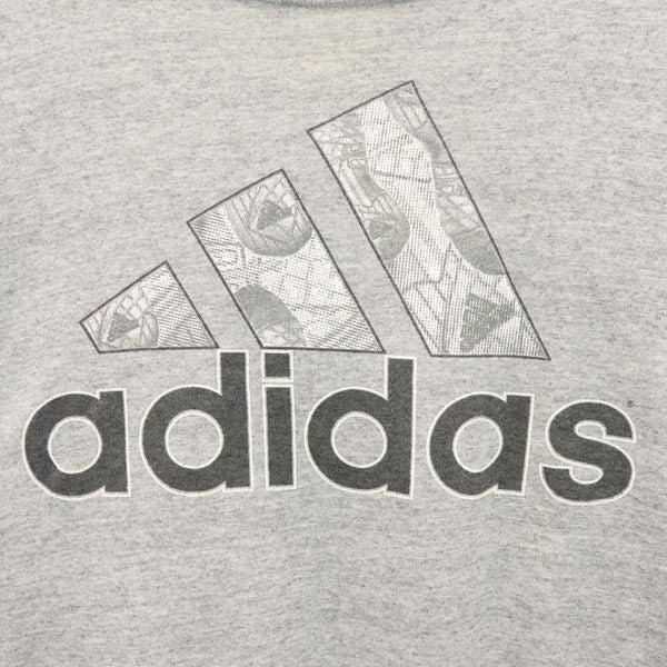 adidas アディダス 90s USA製 オールド ロゴプリント 半袖 Tシャツ L グレー系 メンズ