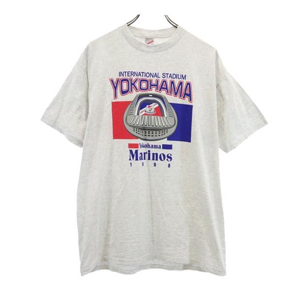 JERZEES ジャージーズ 90s USA製 横浜マリノス プリント 半袖 Tシャツ L グレー系 メンズ