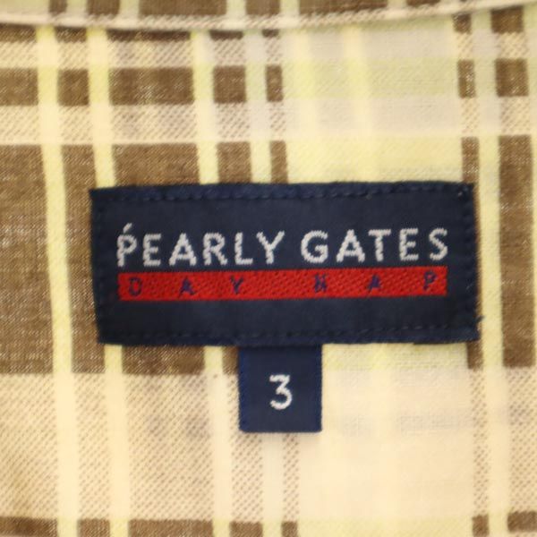 PEARLY GATES パーリーゲイツ チェック柄 ゴルフ 半袖 シャツ 3 茶系 メンズ