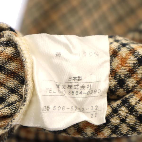 ダックス 日本製 チェック 半袖 Tシャツ M ブラウン系 DAKS メンズ