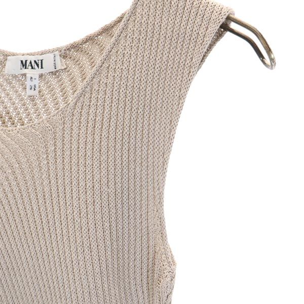 MANI マーニ イタリア製 ノースリーブ ニット I 42 ベージュ系 カットソー アシンメトリー タンクトップ レディース