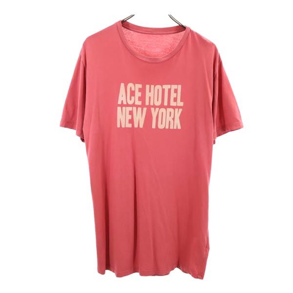 アトリエエース USA製 ロゴ プリント 半袖 Tシャツ L 赤系 ATELIER ACE メンズ