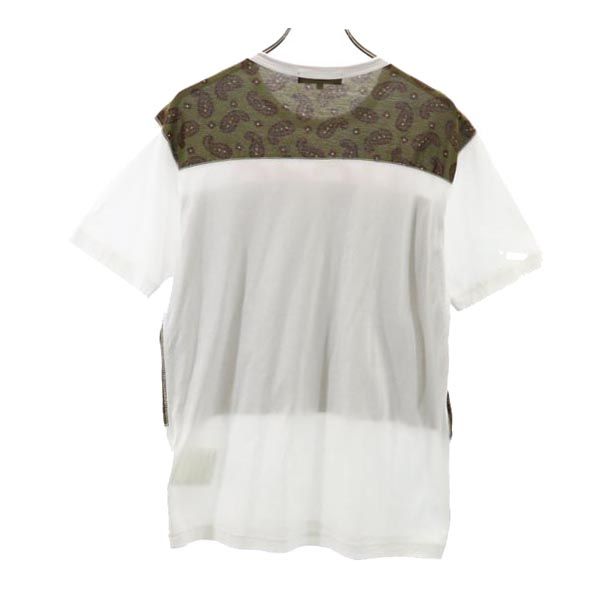 COMME des GARCONS HOMME コムデギャルソンオム 2016年 日本製 ペイズリー柄 半袖 Tシャツ M 白×カーキ メンズ