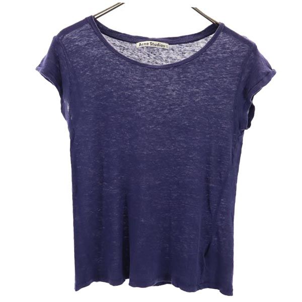 ACNE STUDIOS アクネストゥディオズ リネン 半袖 Tシャツ XS ネイビー系 レディース