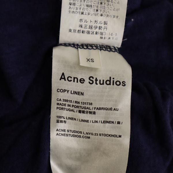 ACNE STUDIOS アクネストゥディオズ リネン 半袖 Tシャツ XS ネイビー系 レディース