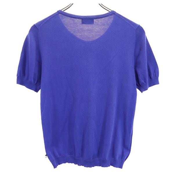 Paul Smith BLACK ポールスミスブラック 半袖 ニット カーディガン M ブルー系 レディース