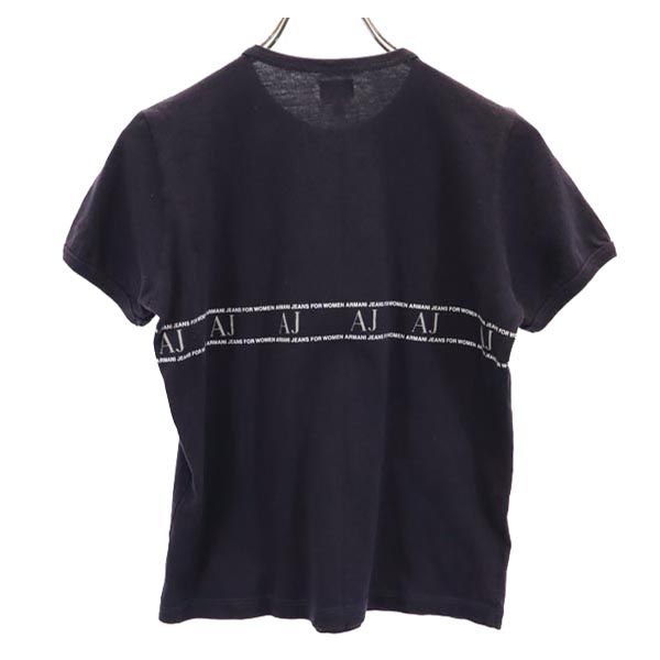 ARMANI JEANS アルマーニジーンズ イタリア製 ロゴプリント 半袖 Tシャツ USA6 ネイビー系 レディース