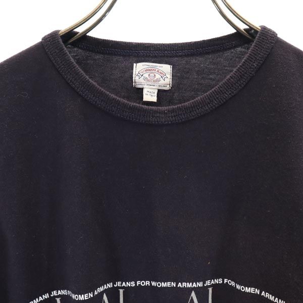 ARMANI JEANS アルマーニジーンズ イタリア製 ロゴプリント 半袖 Tシャツ USA6 ネイビー系 レディース