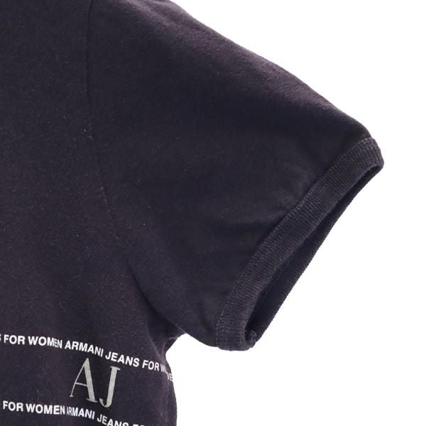 ARMANI JEANS アルマーニジーンズ イタリア製 ロゴプリント 半袖 Tシャツ USA6 ネイビー系 レディース