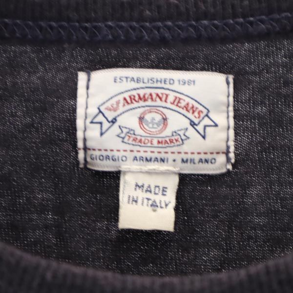 ARMANI JEANS アルマーニジーンズ イタリア製 ロゴプリント 半袖 Tシャツ USA6 ネイビー系 レディース