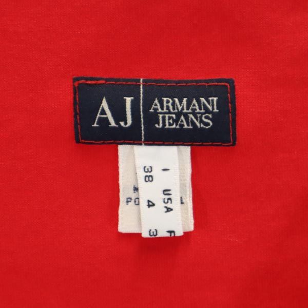 ARMANI JEANS アルマーニジーンズ ロゴプリント 半袖 Tシャツ USA4 レッド系 レディース