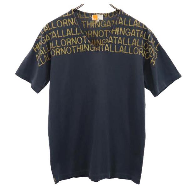 E.Z BY ZEGNA イージーバイゼニア 三陽商会 プリント 半袖 Vネック Tシャツ L グレー系 メンズ