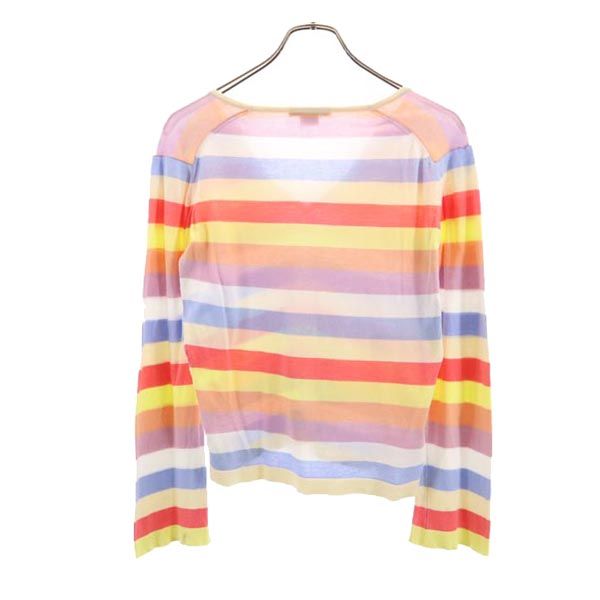 JOHN SMEDLEY ジョンスメドレー 英国製 ボーダー 長袖 Vネックニット カットソー レディース