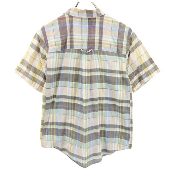 Eddie Bauer エディーバウアー 80s 黒タグ ヴィンテージ チェック柄 半袖 オープンカラーシャツ S レディース