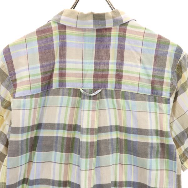 Eddie Bauer エディーバウアー 80s 黒タグ ヴィンテージ チェック柄 半袖 オープンカラーシャツ S レディース