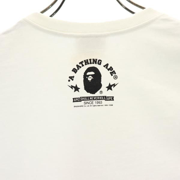 A BATHING APE アベイシングエイプ 日本製 ロゴプリント 半袖 Tシャツ XS ホワイト系 レディース