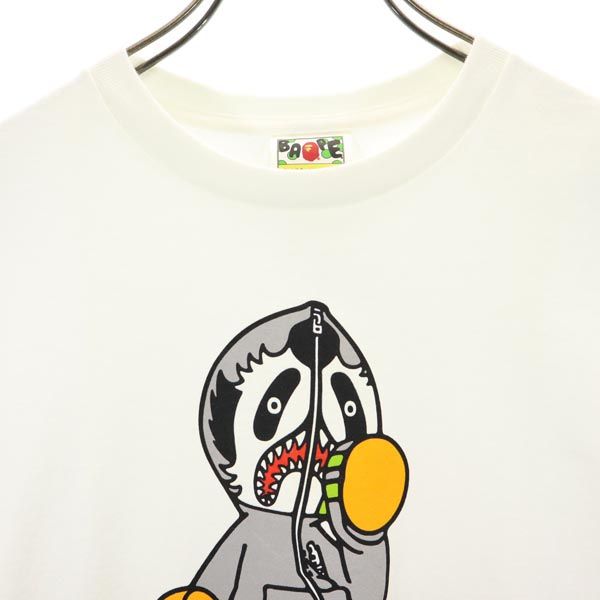 A BATHING APE アベイシングエイプ 日本製 ロゴプリント 半袖 Tシャツ XS ホワイト系 レディース