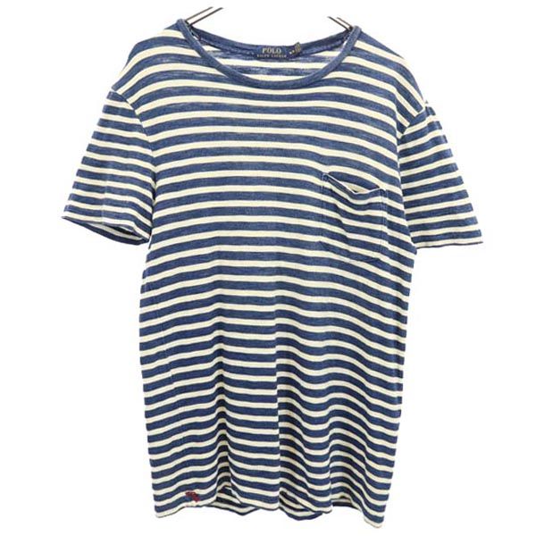 Polo by Ralph Lauren ポロバイラルフローレン ボーダー 半袖 Tシャツ M ネイビー系 胸ポケット メンズ