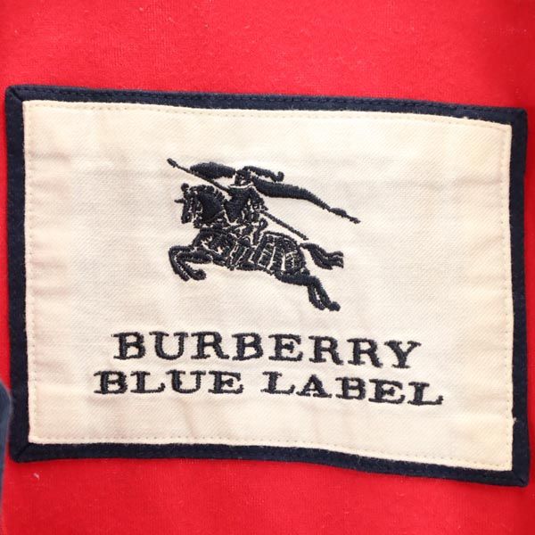 BURBERRY BLUE LABEL バーバリーブルーレーベル 三陽商会 ロゴ刺繍 5分袖 ワンピース 38 赤×紺 レディース