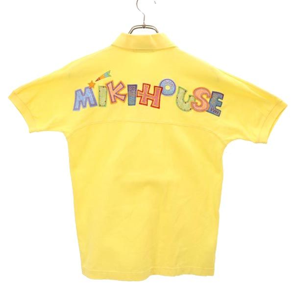 mikihouse MENS ミキハウス メンズ 日本製 バックロゴ刺繍 半袖 ポロシャツ M イエロー系 鹿の子 メンズ
