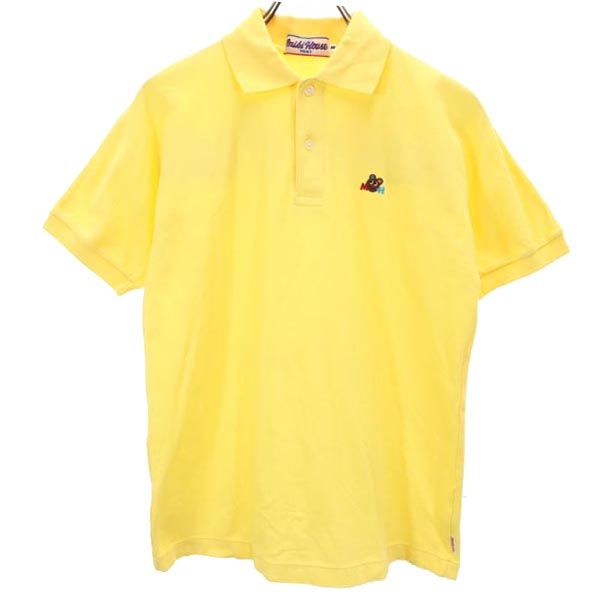 mikihouse MENS ミキハウス メンズ 日本製 バックロゴ刺繍 半袖 ポロシャツ M イエロー系 鹿の子 メンズ