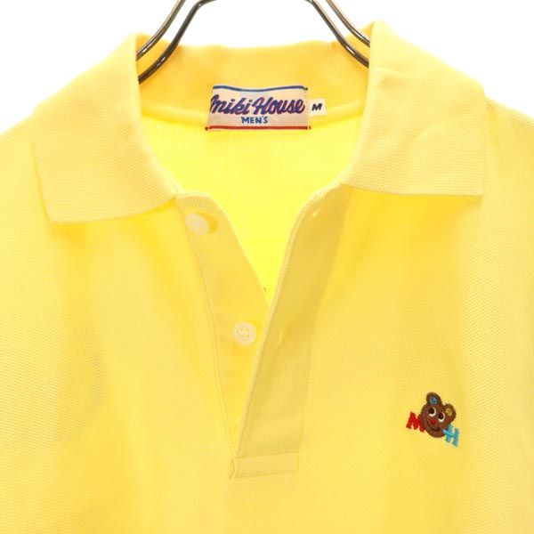mikihouse MENS ミキハウス メンズ 日本製 バックロゴ刺繍 半袖 ポロシャツ M イエロー系 鹿の子 メンズ