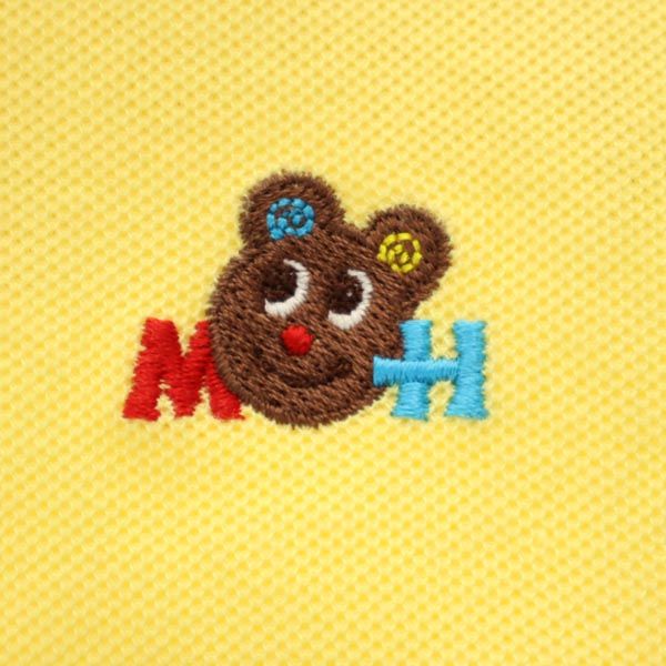 mikihouse MENS ミキハウス メンズ 日本製 バックロゴ刺繍 半袖 ポロシャツ M イエロー系 鹿の子 メンズ
